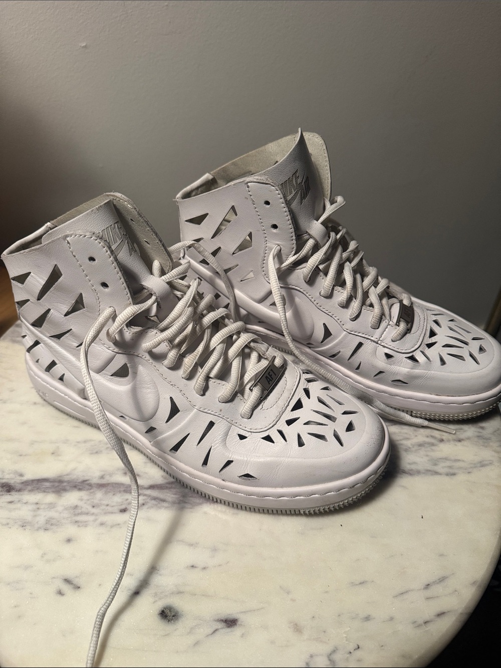Nike White High-Top Laser-Cut Sneakers